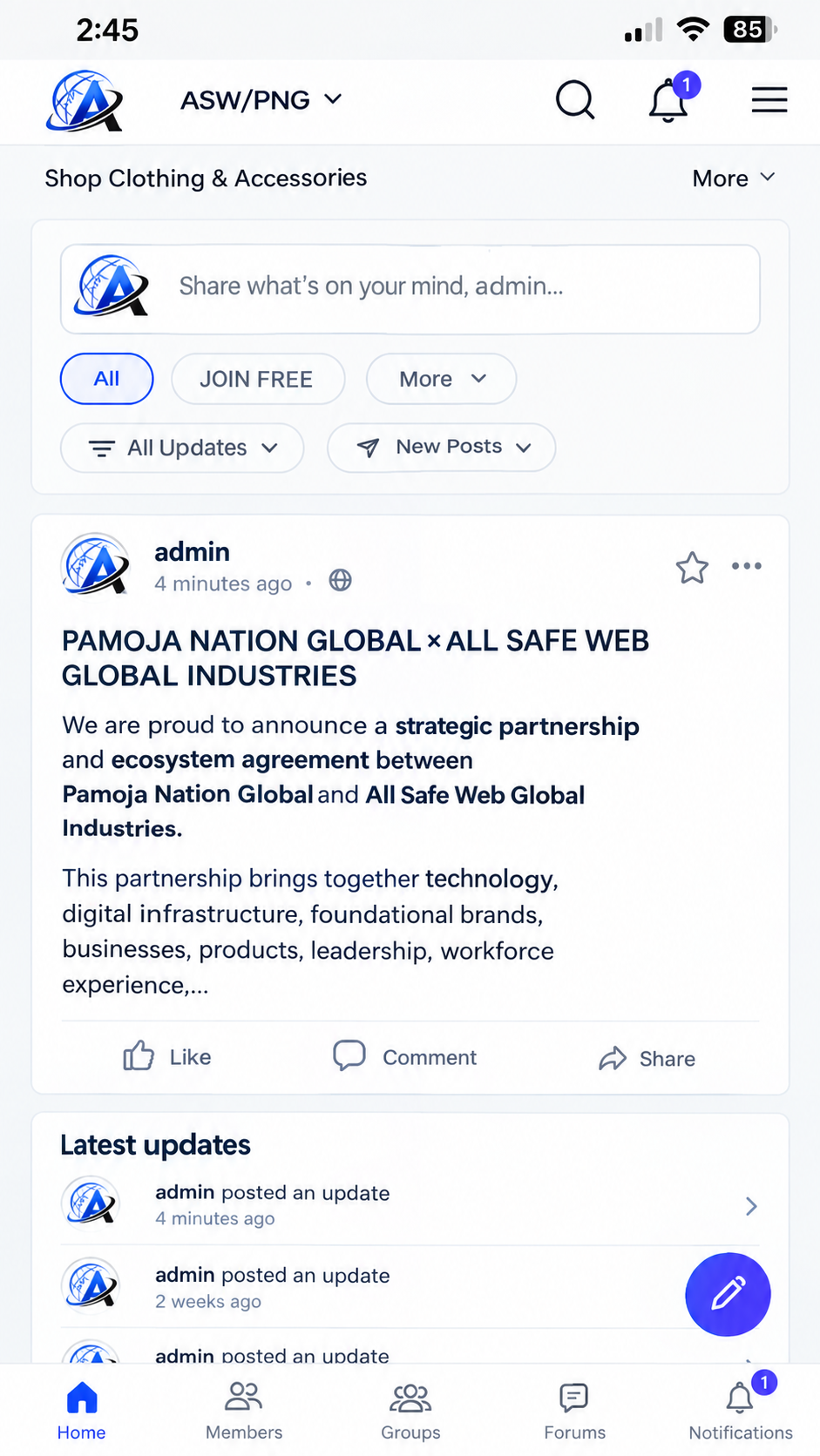ASW Mobile Community Feed